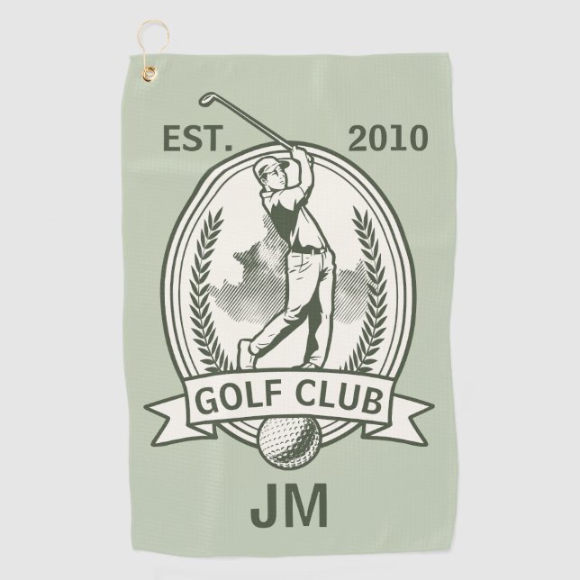 Personalised golf club monogram design with golfer towel (Front)