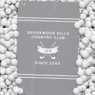 Personalised Golf Club Monogrammed Name Grey Towel