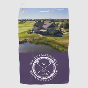 Personalised Golf Club Name And Photo Purple Towel