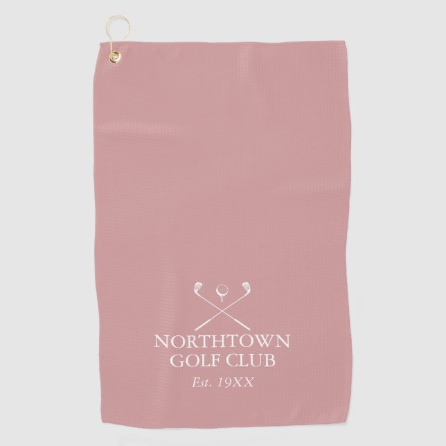 Personalised Golf Club Name Dusty Rose Pink Golf Towel (Front)