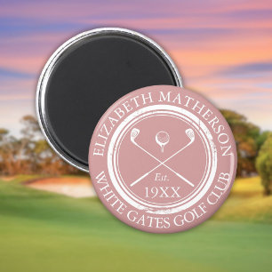 Personalised Golf Club Name Dusty Rose Pink Magnet