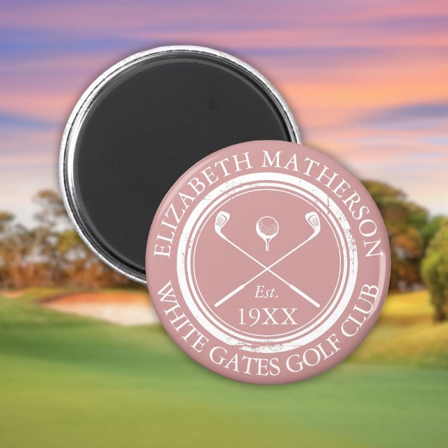 Personalised Golf Club Name Dusty Rose Pink Magnet (Personalized Golf Club Name Dusty Rose Pink Magnet)