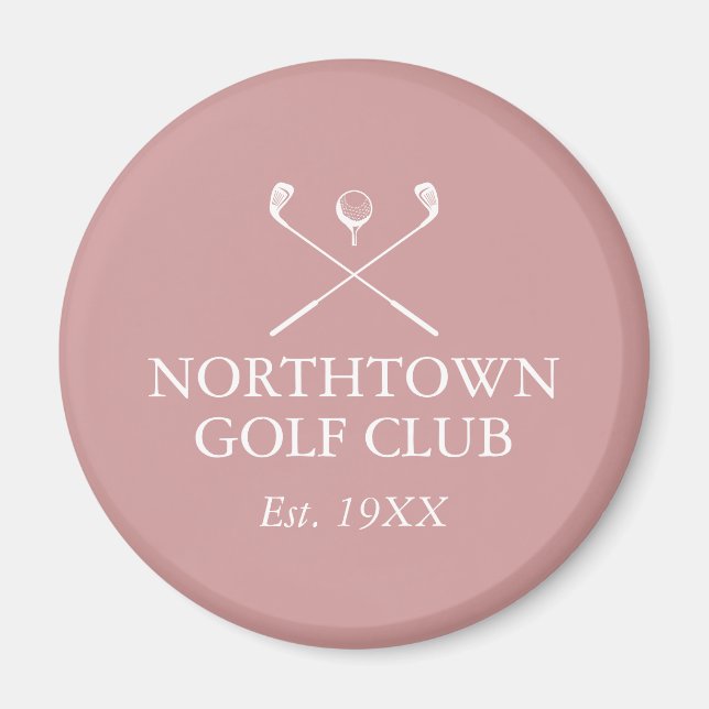 Personalised Golf Club Name Dusty Rose Pink Magnet (Front)