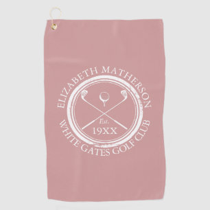 Personalised Golf Club Name Dusty Rose Pink Towel