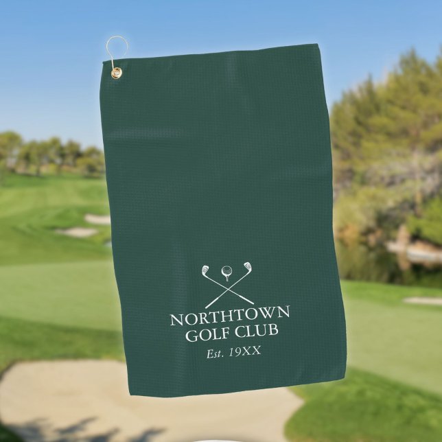 Personalised Golf Club Name Emerald Green Golf Towel (Personalized Golf Club Name Emerald Green Golf Towel)