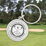 Personalised Golf Club Name Established Date<br><div class="desc">Featuring a classic crossed golf clubs and golf ball design,  and aged stamp effect border,  these key chains are ideal for all golf clubs and golf club members. Personalise with the name of the club member,  golf club name and the year the golf club was established. Designed by Thisisnotme©</div>