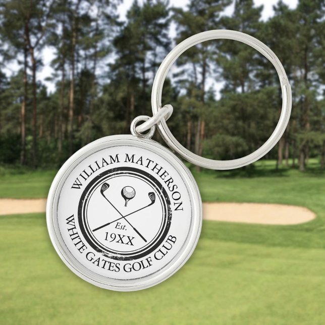 Personalised Golf Club Name Established Date Key Ring (Personalized Golf Club Name Established Date Keychain)