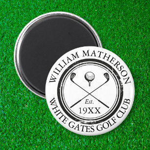 Personalised Golf Club Name Golf Retro Stamp Magnet