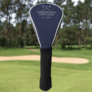 Personalised Golf Club Name Navy Blue Head Cover