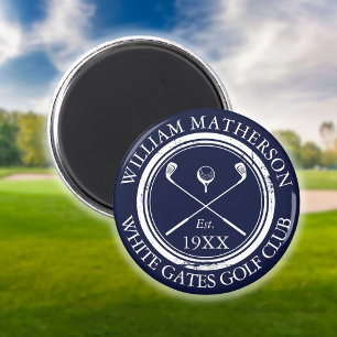 Personalised Golf Club Name Navy Blue Magnet