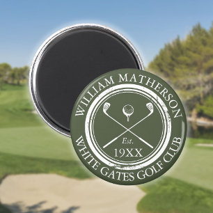Personalised Golf Club Name Olive Green Magnet