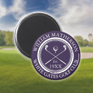 Personalised Golf Club Name Purple Magnet