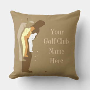 Personalised Golf Clubhouse Gold Throw Pillow