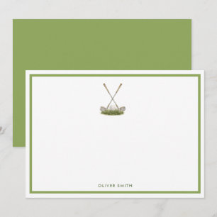 Personalised Golf Clubs and Ball Green grass Card