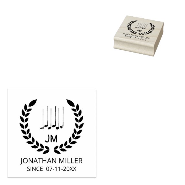 Personalised  Golf clubs Monogram initials  Rubber Stamp (Stamped)