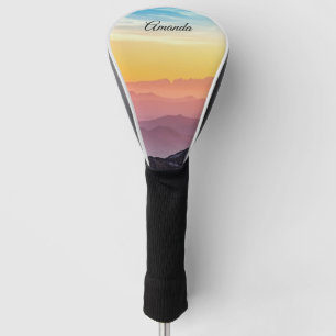 Personalised Golf Driver Cover Rainbow Sky