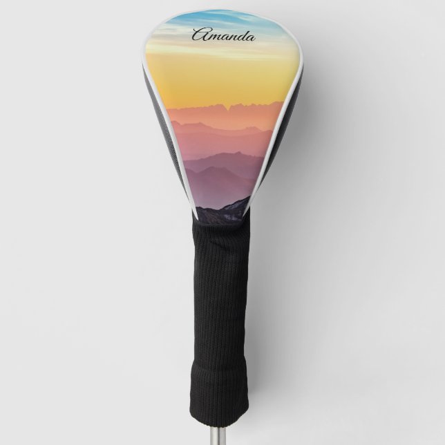 Personalised Golf Driver Cover | Rainbow Sky (Front)