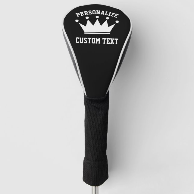 Personalised golf driver cover with crown logo (Front)
