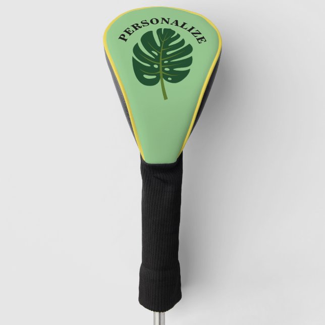 Personalised golf driver cover with Monstera leaf (Front)