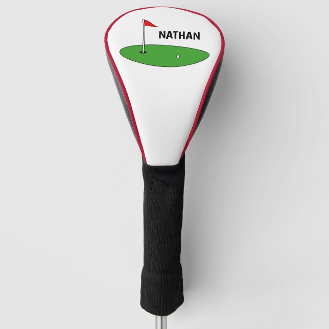 Personalised golf driver head cover gift (Front)