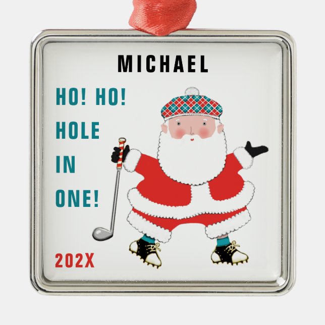 Personalised Golf Gift Metal Tree Decoration (Front)