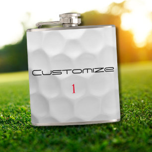 Personalised Golf Gift with Custom Name & Number Hip Flask