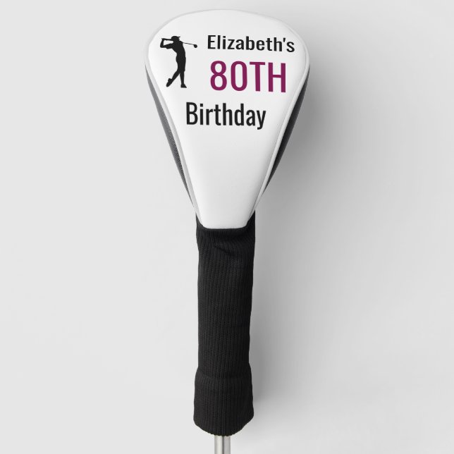 Personalised Golf  Head , 80th Birthday Golf Balls Cover (Front)