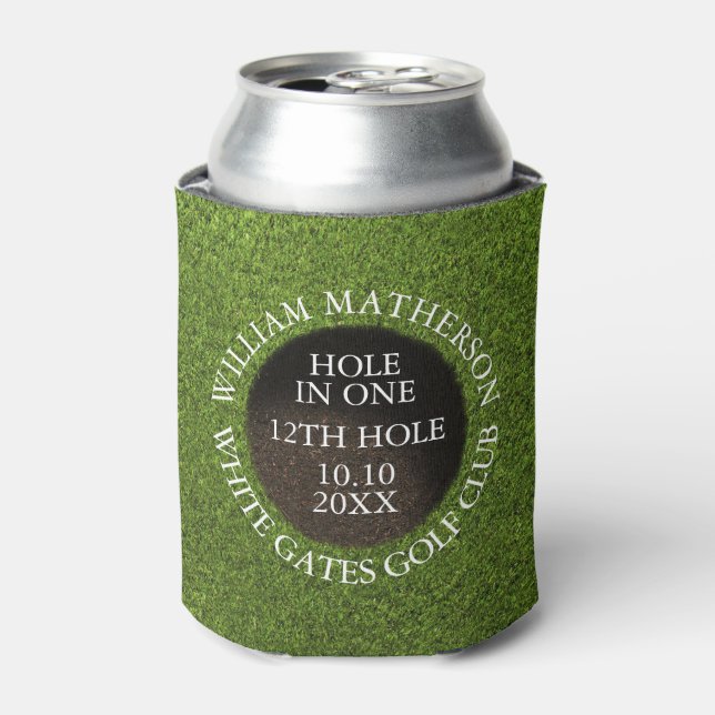 Personalised Golf Hole in One Award Can Cooler (Can Front)