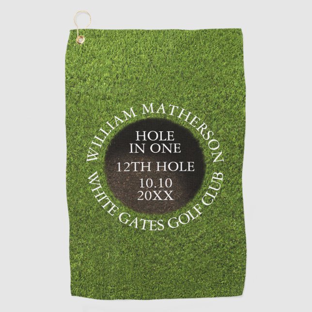 Personalised Golf Hole in One Award Towel (Front)