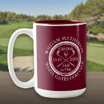 Personalised Golf Hole in One Burgundy Two-Tone Coffee Mug<br><div class="desc">Personalise the name,  location hole number and date to create a great golf keepsake to celebrate that fantastic hole in one. Designed by Thisisnotme©</div>