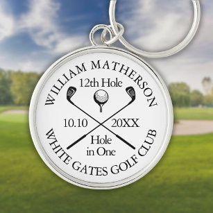 Personalised Golf Hole in One Classic Modern Key Ring