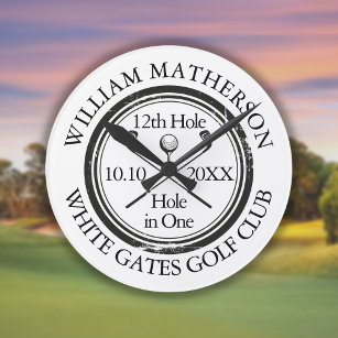 Personalised Golf Hole in One Classic  Round Clock