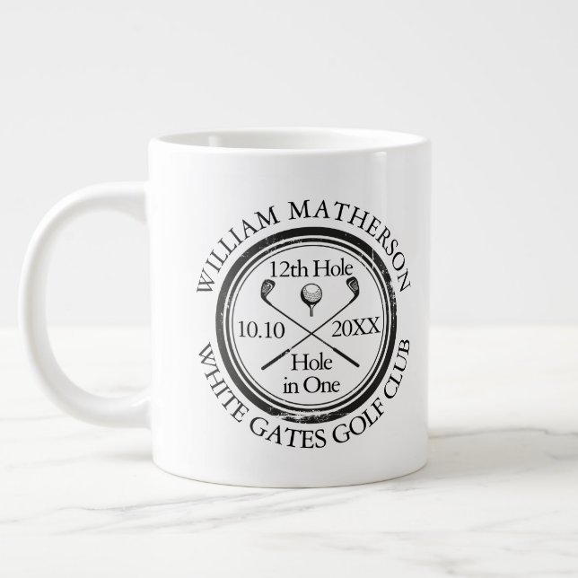 Personalised Golf Hole in One Congratulations Large Coffee Mug (Left)