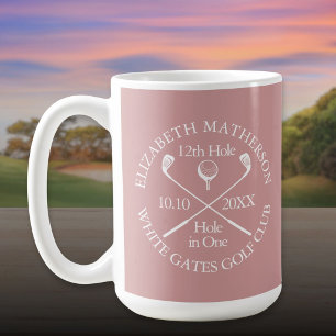 Personalised Golf Hole in One Dusty Rose Pink Coffee Mug