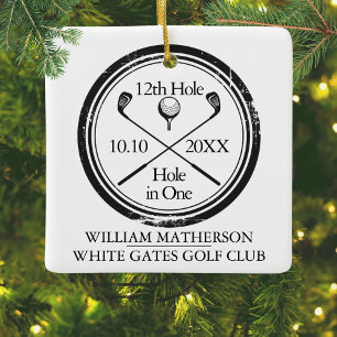 Personalised Golf Hole in One Retro Ceramic Orname Ornament