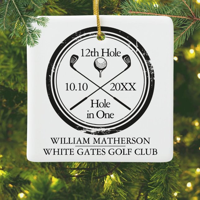 Personalised Golf Hole in One Retro Ceramic Orname Ornament (Personalized Golf Hole in One Retro Ceramic Orname Ceramic Ornament)