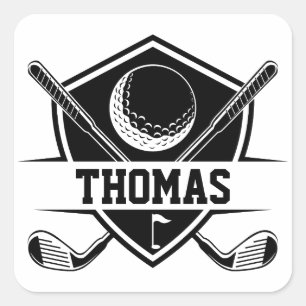 Personalised Golf Lover Square Sticker