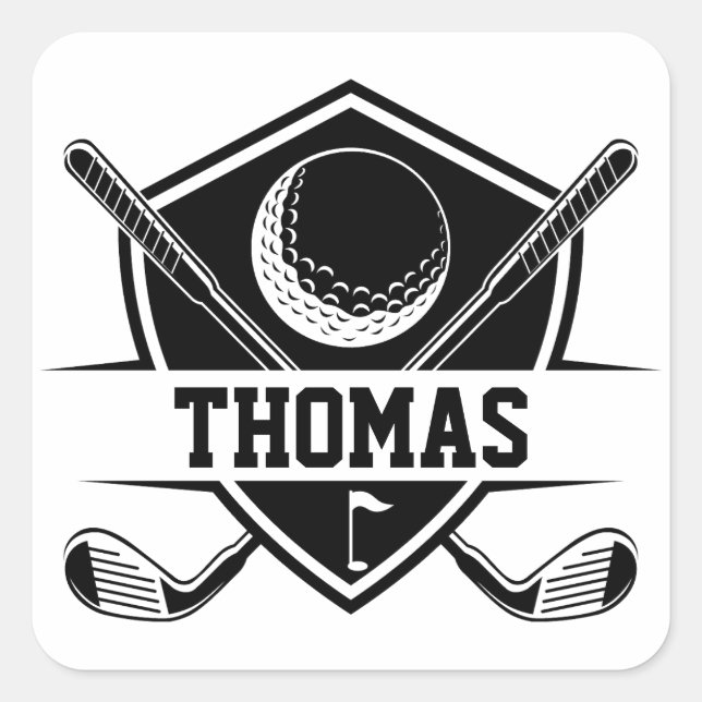 Personalised Golf Lover Square Sticker (Front)