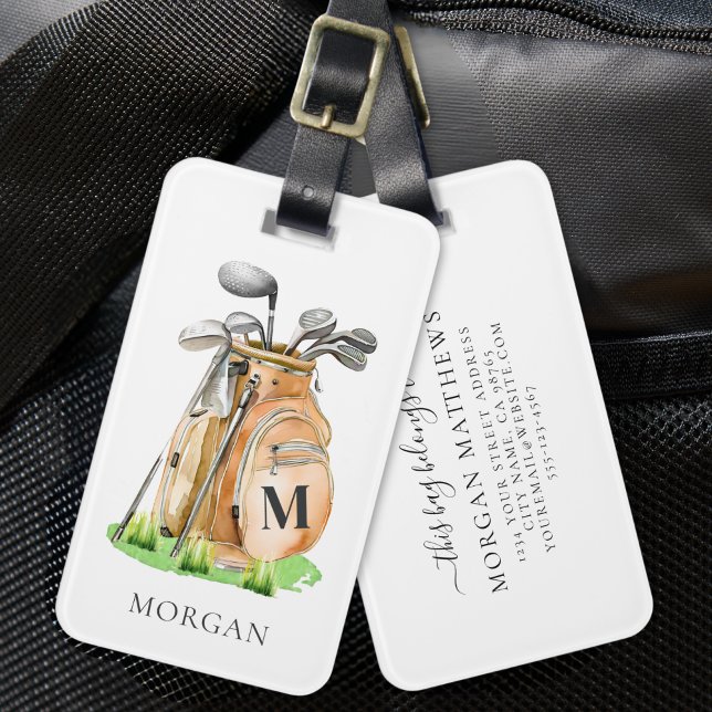 Personalised Golf Monogram Luggage Tag (Personalized Golf Bag Monogram Luggage Tag)