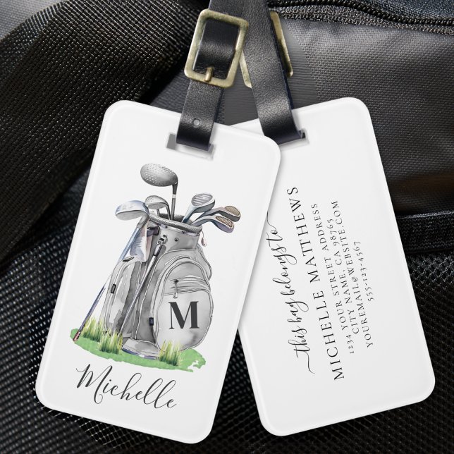 Personalised Golf Monogram Luggage Tag (Personalized Monogram Golf Bag Luggage Tag)