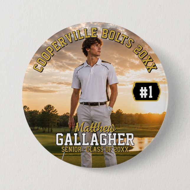 Personalised Golf Photo Button (Front)