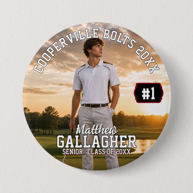 Personalised Golf Photo Button (Front)