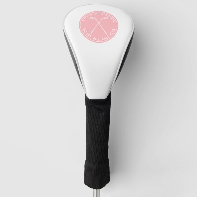 Personalised golf pink  head cover (Front)