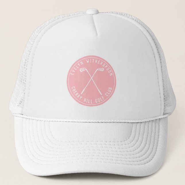 Personalised golf pink  trucker hat (Front)