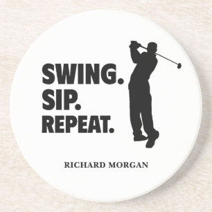 Personalised Golf Swing Sip Repeat Coaster