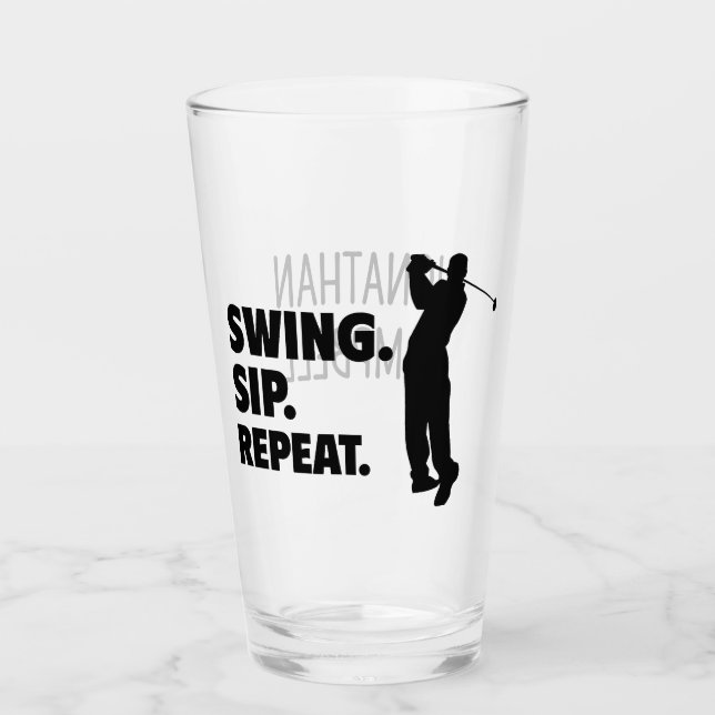 Personalised Golf Swing Sip Repeat Glass (Front)