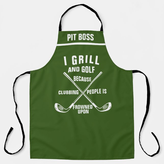 Personalised Golf Theme Apron: Funny Golf Chef Apron (Front)