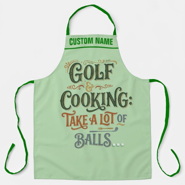 Personalised Golf Themed Apron - Cooking BBQ Gift (Front)
