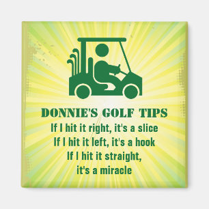 Personalised Golf Tip Golfer Cart Green Magnet