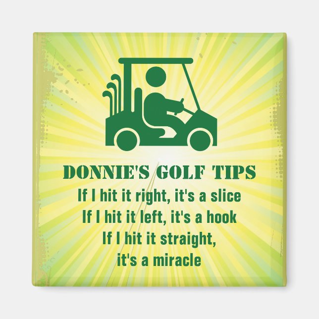 Personalised Golf Tip Golfer Cart Green Magnet (Front)